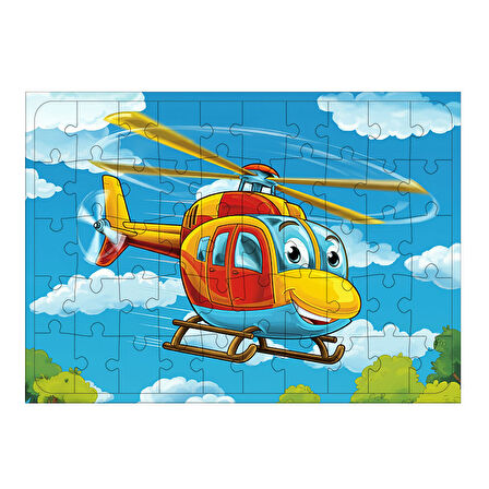Ahşap Mdf Puzzle Yapboz Sevimli Helikopter 50 Parça 35*50 cm