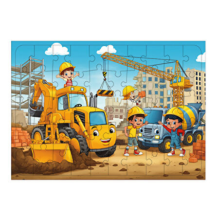 Ahşap Mdf Puzzle Yapboz İnşaat Macerası 50 Parça 35*50 cm