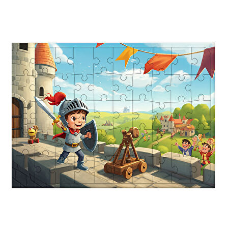 Ahşap Mdf Puzzle Yapboz Cesur Şövalye Çocuk 50 Parça 35*50 cm