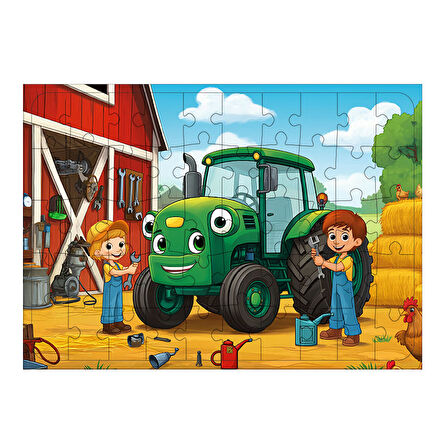 Ahşap Mdf Puzzle Yapboz Traktör Ve Çiftlik Hayatı 50 Parça 35*50 cm