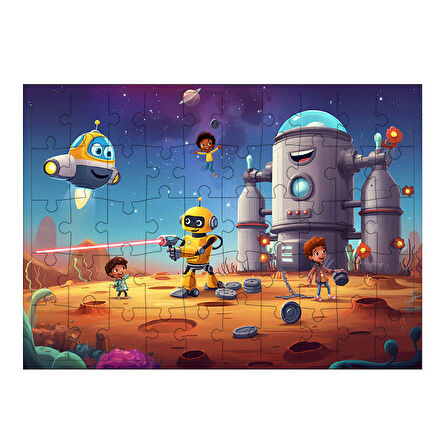 Ahşap Mdf Puzzle Yapboz Uzay Keşif Ekibi 50 Parça 35*50 cm