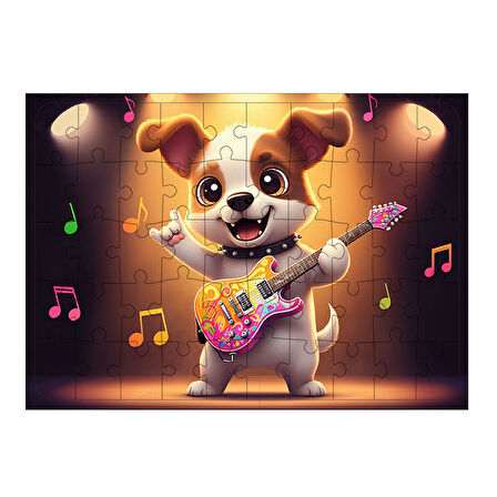 Ahşap Mdf Puzzle Yapboz Ritim Köpek Konseri 50 Parça 35*50 cm