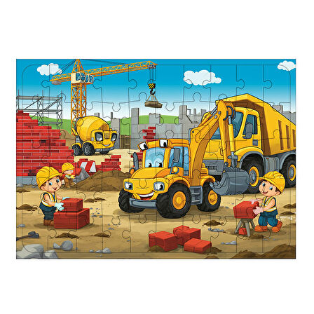 Ahşap Mdf Puzzle Yapboz Şantiye Ve Kepçe 50 Parça 35*50 cm