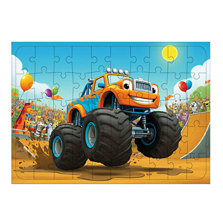 Ahşap Mdf Puzzle Yapboz Dev Tekerlekli Kamyon 50 Parça 35*50 cm