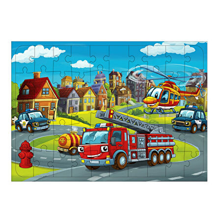 Ahşap Mdf Puzzle Yapboz İtfaiye Görevi Aksiyon Dolu 50 Parça 35*50 cm