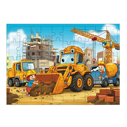 Ahşap Mdf Puzzle Yapboz İnşaat Alanı Macerası 50 Parça 35*50 cm