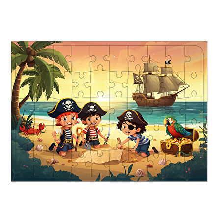 Ahşap Mdf Puzzle Yapboz Korsan Adası Macerası 50 Parça 35*50 cm