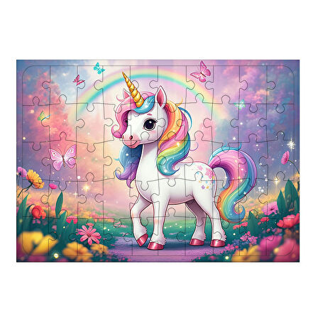 Ahşap Mdf Puzzle Yapboz Sihirli Unicorn Diyarı 50 Parça 35*50 cm