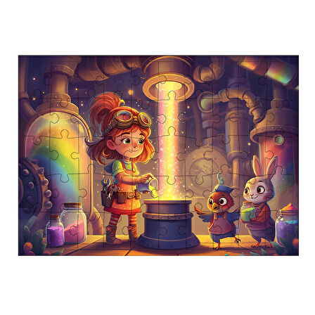 Ahşap Mdf Puzzle Yapboz İksir Yapan Çocuk 50 Parça 35*50 cm