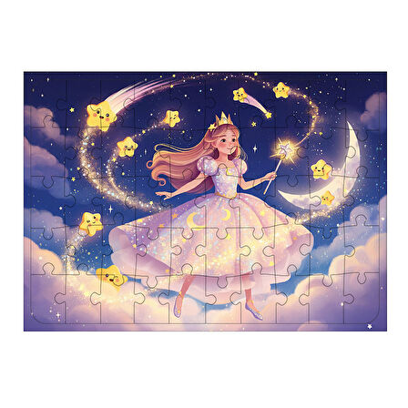 Ahşap Mdf Puzzle Yapboz Yıldızların Altında Prenses 50 Parça 35*50 cm