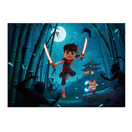 Ahşap Mdf Puzzle Yapboz Samuray Çocuk 50 Parça 35*50 cm