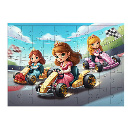 Ahşap Mdf Puzzle Yapboz Hızlı Yarış Arabaları 50 Parça 35*50 cm