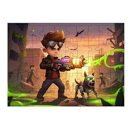 Ahşap Mdf Puzzle Yapboz Zombi Avcısı 50 Parça 35*50 cm