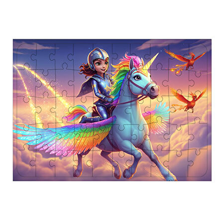 Ahşap Mdf Puzzle Yapboz Sihirli Atlı Prenses 50 Parça 35*50 cm