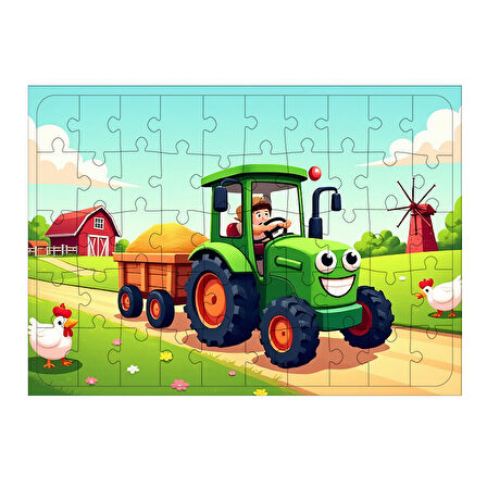 Ahşap Mdf Puzzle Yapboz Çiftlik Traktörü Macerası 50 Parça 35*50 cm