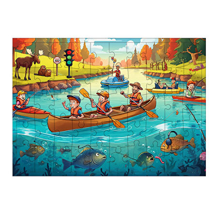 Ahşap Mdf Puzzle Yapboz Kano Gezintisi Macerası 50 Parça 35*50 cm
