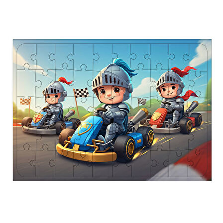 Ahşap Mdf Puzzle Yapboz Yarış Arabası Kahramanları 50 Parça 35*50 cm