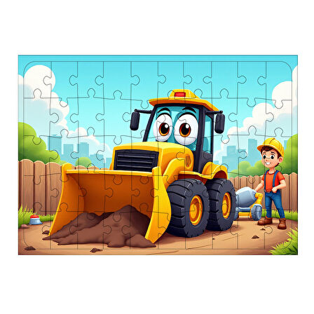 Ahşap Mdf Puzzle Yapboz Kepçe İle İnşaat Macerası 50 Parça 35*50 cm