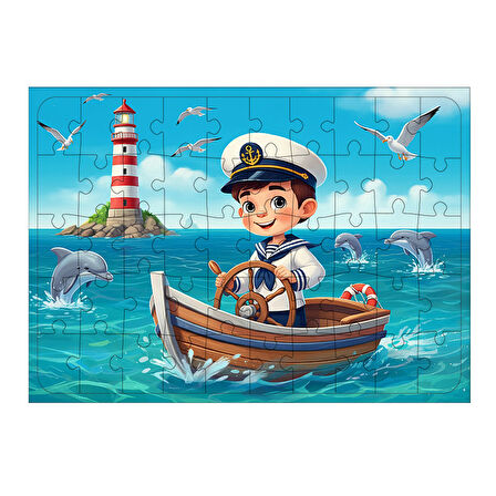 Ahşap Mdf Puzzle Yapboz Küçük Denizci Macerası 50 Parça 35*50 cm