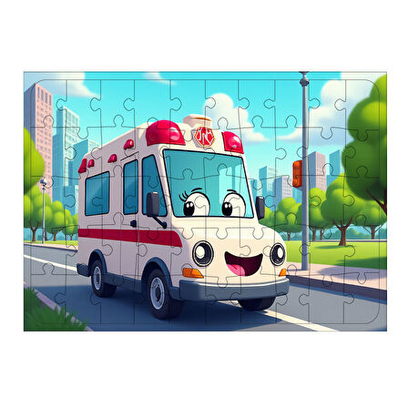 Ahşap Mdf Puzzle Yapboz Ambulans Görevde Macera 50 Parça 35*50 cm