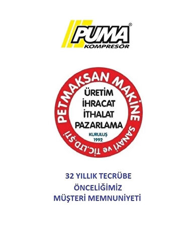 PİSTONLU KOMPRESÖR - 100 Lt - 2 HP - 8 Bar - Hava Üretimi: 200 Lt/dk. - 220 Volt