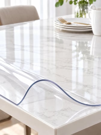 Şeffaf PVC Masa Örtüsü 1,30MM Kaymaz Masa Koruyucu Çizilme Kirlenme Önleyici Kolay Temizlenebilir Esnek Mika Muşamba 70X290