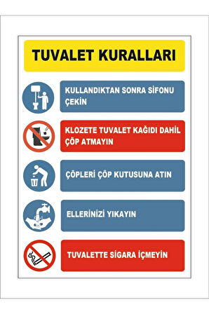 Tuvalet Kuralları Talimat Levhası A4 (21 CM X 29,7 CM)