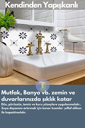 Technojet Kendinden Yapışkanlı Karo PVC Mutfak Banyo Tezgah Kaplama Sticker 6Adet 20cm×20cm