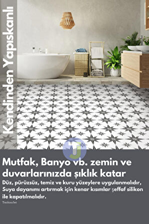 Technojet Kendinden Yapışkanlı Karo PVC Mutfak Banyo Tezgah Kaplama Sticker 6Adet 20cm×20cm