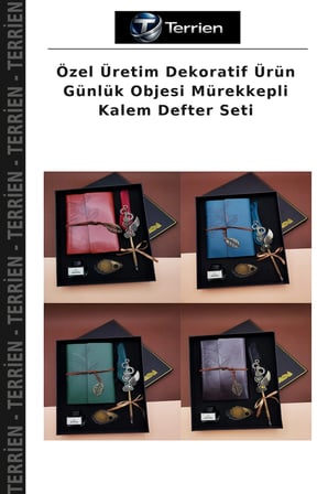 Özel Üretim Dekoratif Ürün Günlük Objesi Mürekkepli Kalem Defter Seti