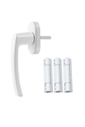 PVC Alüminyum Pencere Kolu ve 6 Ad. Menteşe Takımı -Beyaz -2 Pencere Seti