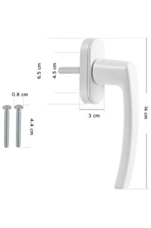 PVC Alüminyum Pencere Kolu ve 6 Ad. Menteşe Takımı -Beyaz -2 Pencere Seti