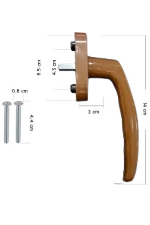PVC Alüminyum Gömme Kol, Pencere Kolu, 4 Ad. Çiftli Sürme Teker -Kahve