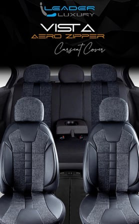 Audi S Serisi S8 Uyumlu Lüx Deri Detaylı Keten Oto Koltuk Kılıfı Ön Arka Takım Vista SİYAH