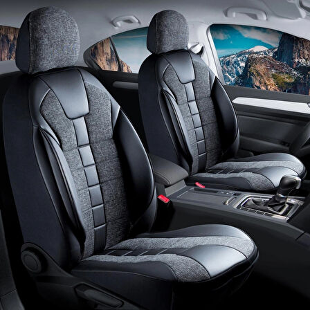 Jeep Patriot Uyumlu Lüx Deri Detaylı Keten Oto Koltuk Kılıfı Ön Arka Takım Vista SİYAH