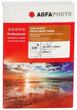Resim Kagıt Yazıcı Malzemesi Ofis Gereci Agfaphoto Fotoğraf Kağıdı (10X15) Inkjet Kağıt Parlak