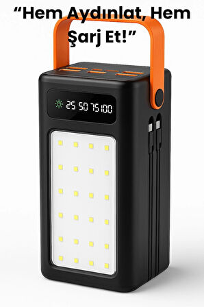 Çok Fonksiyonlu LED Işıklı Powerbank – 50.000 mAh, Kamp Lambası ve Şarj Cihazı, Taşınabilir Aydınlatma ve Güç Kaynağı