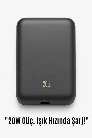 20W Kablosuz Şarjlı Powerbank – 5000 mAh Hızlı Şarj, Taşınabilir Enerji Kaynağı