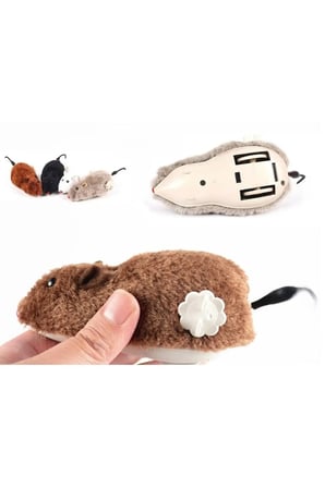 2 Adet Kurmalı Fare Kedi Oyuncağı – Eğitim Oyuncağı, Hareketli Wind-Up Mouse, Refleks Ve Zihin Uyarımı, 12X7 CM, Siyah Beyaz Gri Kahverengi