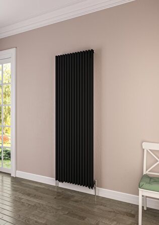 Warma Diva Çelik Radyatör 580 X 1800 Pütürlü Siyah RAL 9005