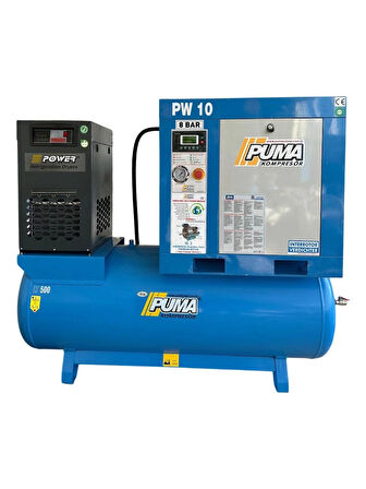 Puma PWDK10 500 Litre Depo Üzeri Vidalı Hava Kompresörü 10 Hp-7,5 Kw 8-10 Bar