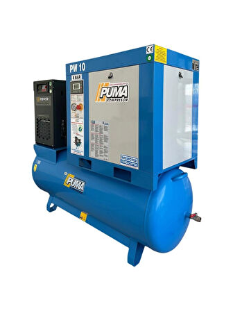Puma PWDK10 500 Litre Depo Üzeri Vidalı Hava Kompresörü 10 Hp-7,5 Kw 8-10 Bar