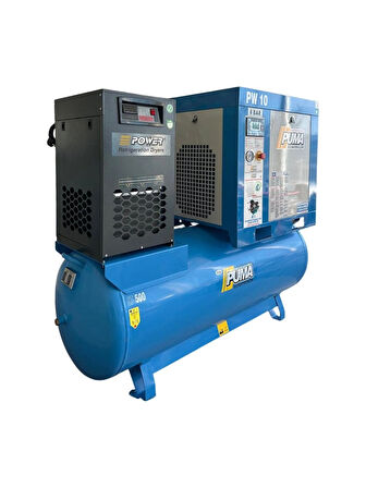 Puma PWDK10 500 Litre Depo Üzeri Vidalı Hava Kompresörü 10 Hp-7,5 Kw 8-10 Bar