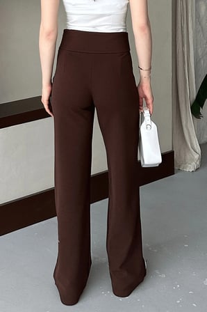 Kadın Vetra Kahverengi Modal Kumaş Palazzo Kadın Pantolon, Korsajlı Premium İşçilik