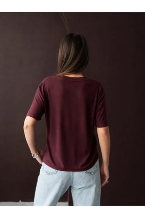 Kadın Pea Buzzy Kumaş V Yaka Salaş Bluz - 50 Bedene Kadar Uyumlu