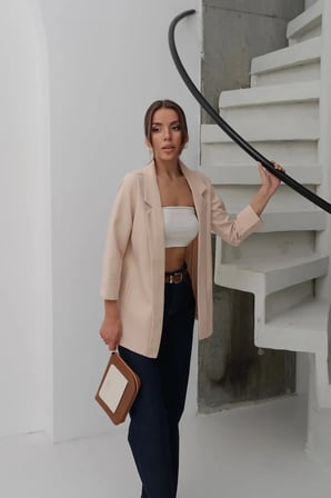 Kadın Atlas Kumaş Astarsız Blazer Ceket, Premium Kalite