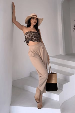 Scuba Harem Pantolon, Krep Kumaş, Rahat Kalıp