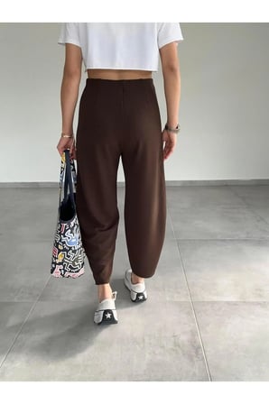 Kemersiz Balon Pantolon, 4 Mevsim, Krep Kumaş, Full Likralı