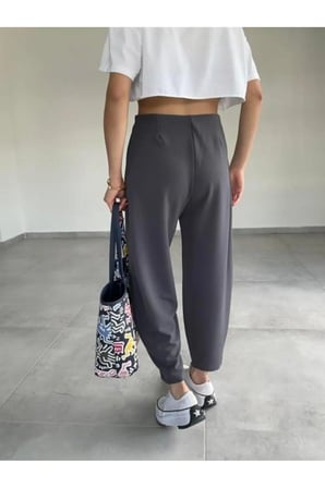 Kemersiz Balon Pantolon, 4 Mevsim, Krep Kumaş, Full Likralı