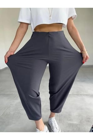 Kemersiz Balon Pantolon, 4 Mevsim, Krep Kumaş, Full Likralı